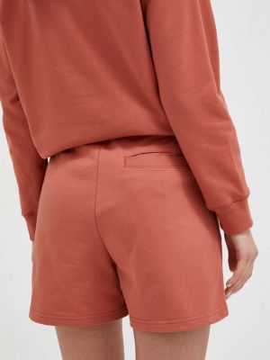 Pantaloni cu talie înaltă din bumbac New Balance portocaliu