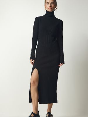 Φόρεμα με όρθιο γιακά Happiness İstanbul μαύρο
