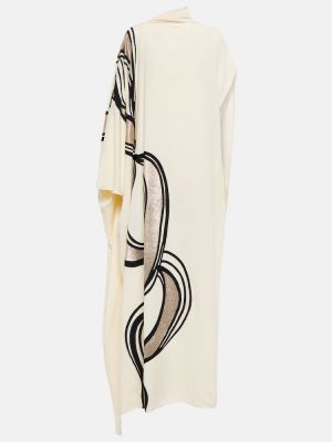 Žakárové hedvábné dlouhé šaty Fendi bílé