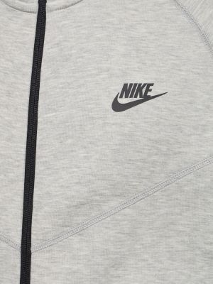 Fleecová mikina s kapucňou na zips Nike sivá