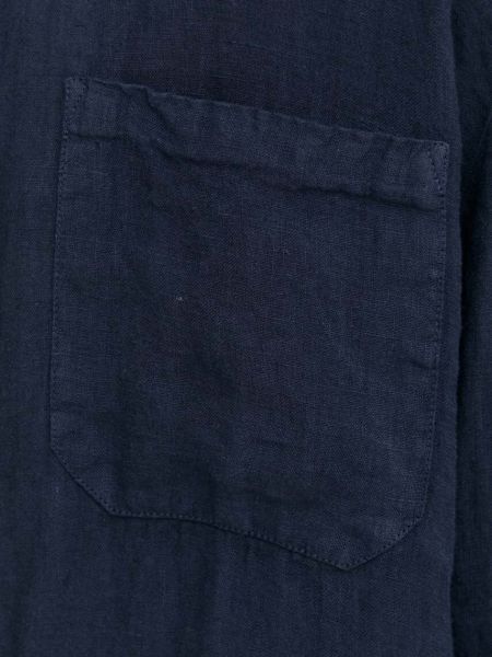 Pernata lanena košulja s gumbima Hugo plava