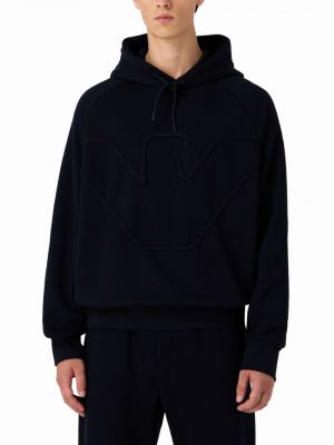 Medvilninis džemperis su gobtuvu Emporio Armani juoda