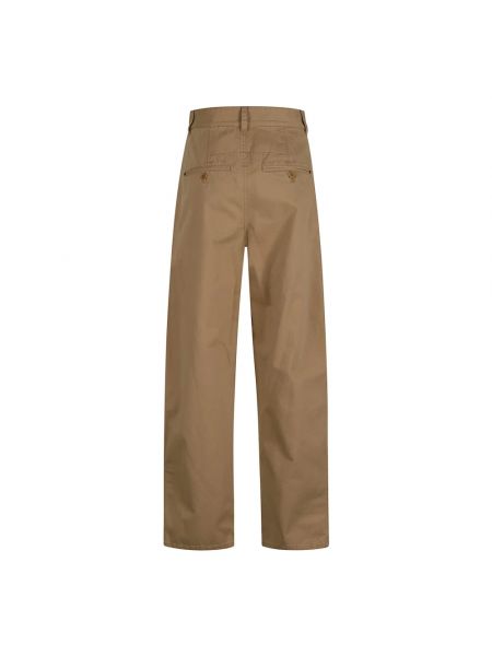 Pantalones rectos de algodón bootcut plisados Isabel Marant beige