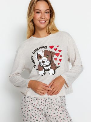 Pijamale cu imagine cu imprimeu animal print Trendyol