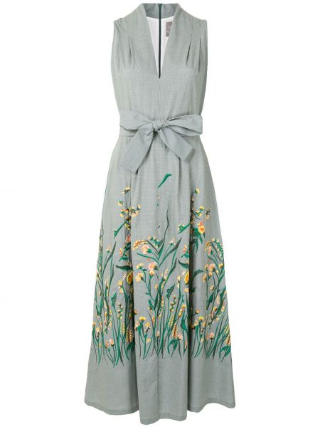 Платье миди в цветочный принт Lela Rose, зеленое