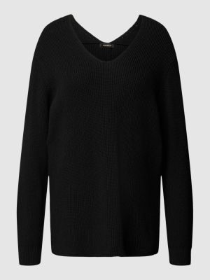 Dzianinowy sweter z dekoltem w serek More & More czarny