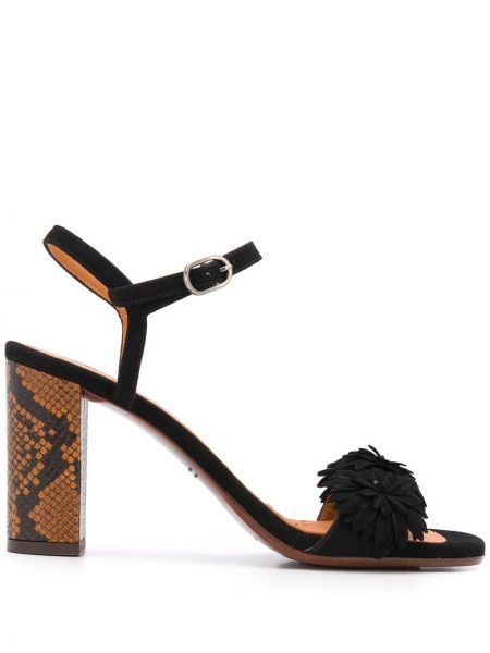 Sandalias de cuero de estampado de serpiente Chie Mihara negro