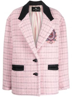 Φλοράλ μάλλινο παλτό με κέντημα Etro ροζ