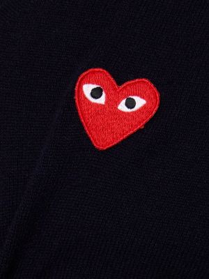 Vilnonis megztinis v formos iškirpte Comme Des Garçons Play juoda