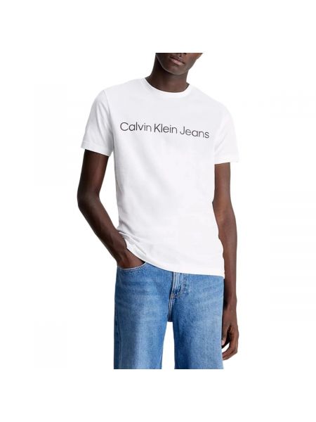 Polo z długim rękawem Calvin Klein Jeans biała