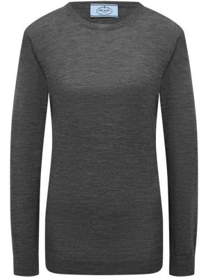 Шерстяной пуловер Prada серый