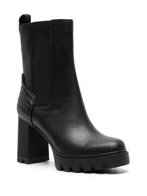 Prošívané kožené kotníkové boty na platformě Calvin Klein Jeans černé