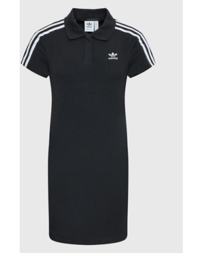 Slim fit gyapjú ruha Adidas - fekete