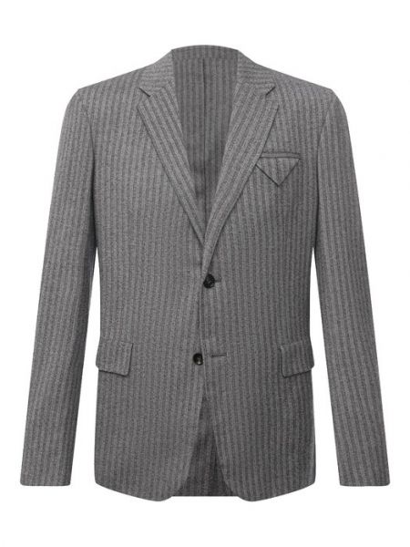 Шерстяной пиджак Bottega Veneta серый