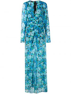 Kvetinové dlouhé šaty s potlačou Rotate modrá