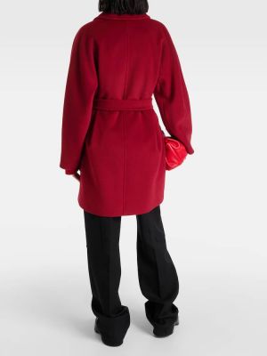Krótki płaszcz wełniany z kaszmiru Max Mara czerwony