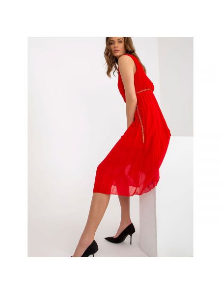 Plisované midi šaty Fashionhunters červené