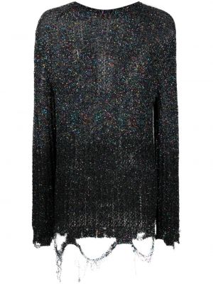 Raztrgan pulover s cekini Maison Margiela črna