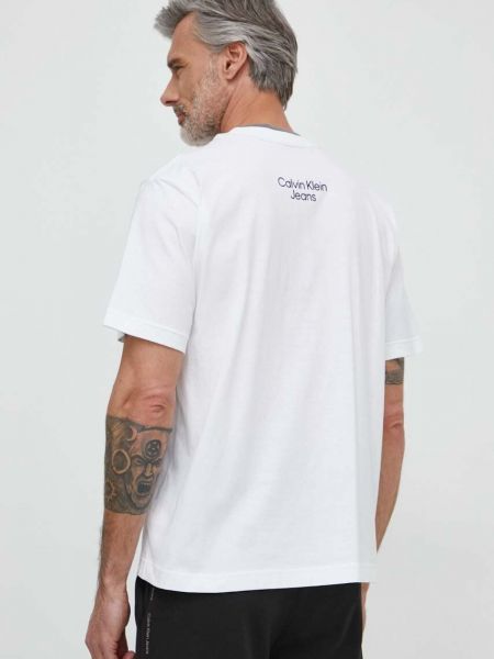 Pamut póló Calvin Klein Jeans fehér