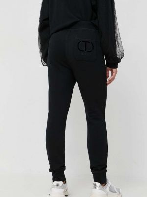 Spodnie sportowe bawełniane Twinset czarne