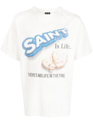 T-shirt con stampa Saint Mxxxxxx bianco