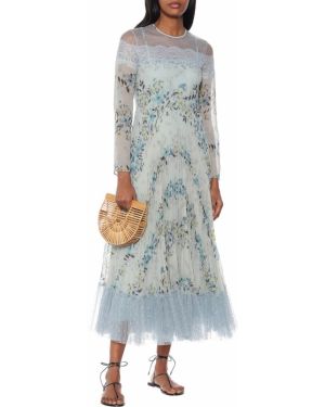 Rochie midi cu model floral din tul Redvalentino albastru