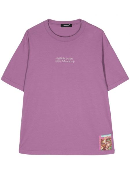 Bavlněné tričko s potiskem Undercover fialové