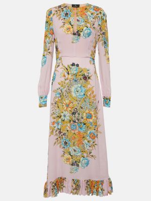 Платье мини в цветочек с принтом Etro розовое