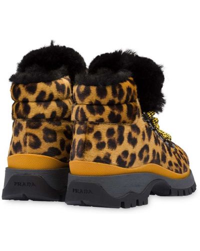 Leopardí turistické boty Prada hnědé