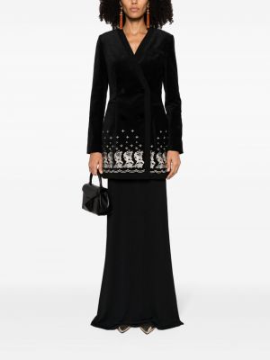 Aksamitna haftowana sukienka Saloni czarna
