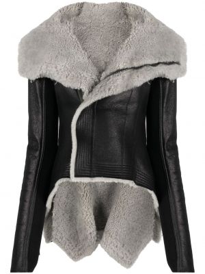 Asymmetrisk zip lang jakke Rick Owens svart