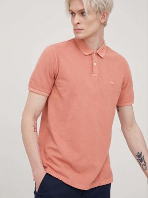 Памучна тениска с дълъг ръкав Lee оранжево