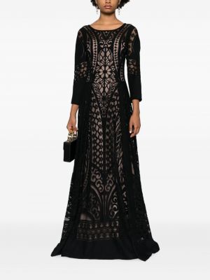 Sukienka długa koronkowa Alberta Ferretti czarna