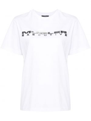 Тениска с принт Mugler бяло