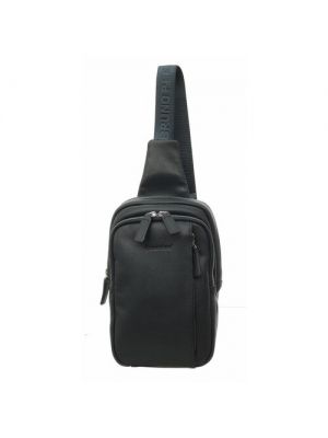 Рюкзак слинг Bruno Perri, натуральная кожа, внутренний карман, регулируемый ремень черный