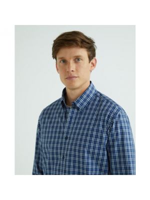 Camisa de algodón con bolsillos Rushmore azul