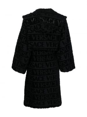 Szlafrok z kapturem z nadrukiem Versace czarny