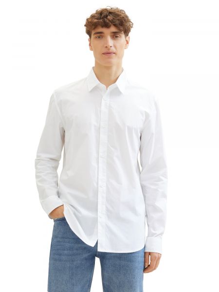 Rifľová košeľa v biznis štýle Tom Tailor Denim biela