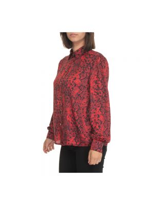 Blusa con botones de cuero de estampado de serpiente Liu Jo rojo