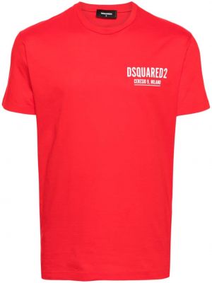 T-shirt di cotone con stampa Dsquared2 rosso