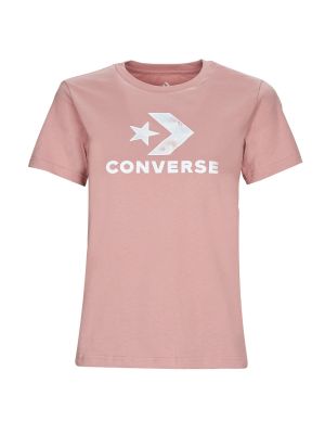 Květinové tričko s krátkými rukávy s hvězdami Converse růžové