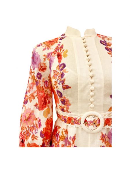 Sukienka midi w kwiatki Zimmermann fioletowa