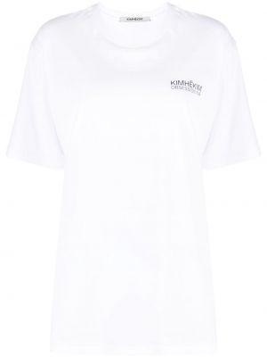 Raštuotas medvilninis marškinėliai Kimhekim balta