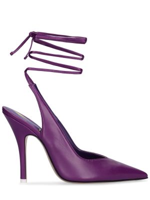 Кожени полуотворени обувки The Attico виолетово