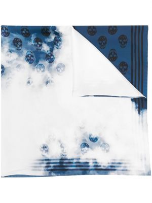 Echarpe en soie à imprimé Alexander Mcqueen bleu