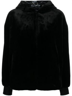 Megfordítható kapucnis szőrös dzseki Emporio Armani fekete