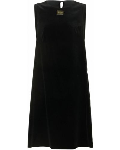 Bavlnené zamatové midi šaty Raf Simons čierna