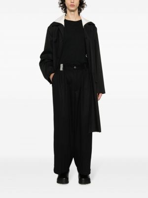 Plisované vlněné kalhoty relaxed fit Marina Yee černé