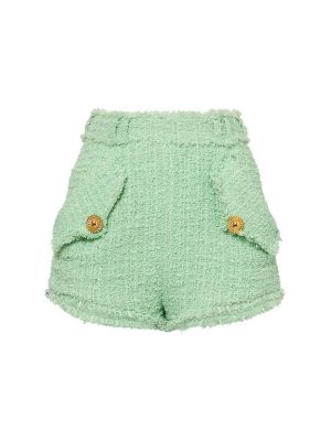 Pantaloni scurți din tweed Balmain verde