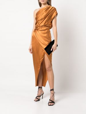 Asymetrické večerní šaty s otevřenými zády Michelle Mason oranžové
